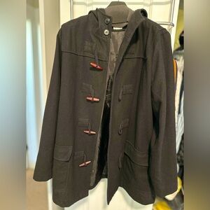 GAP Men’s Black Wool-blend Hooded Duffle Coat L